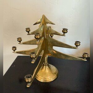 vintage brass Christmas tree candelabra candle holders 1970s Gold Tone